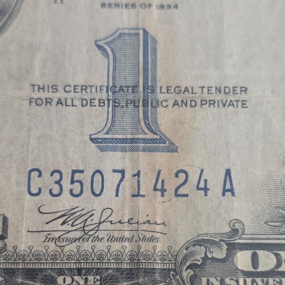 $1 1934 FUNNY BACK Silver Certificate One Dollar Note!!!!! F