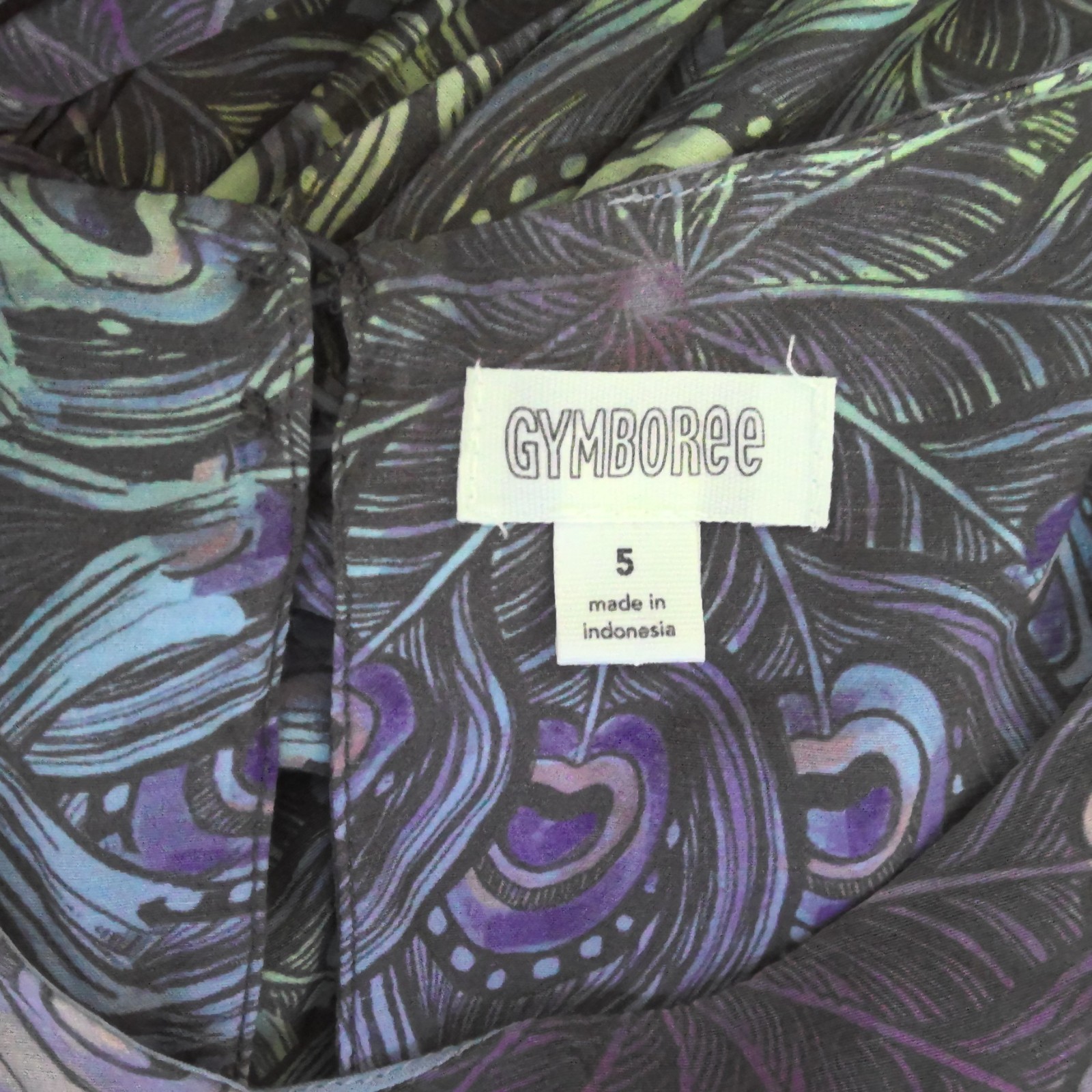 Gymboree Girl's Dress Drop Waist Short Sleeve Peacock Feather Print EUC Sz 5