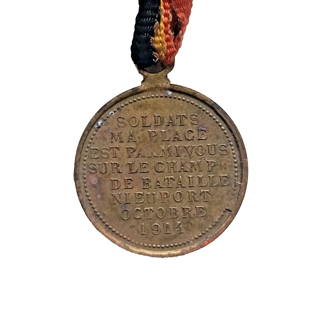 Antique 1914 WW1 Belgian Medal King Albert I commemorating Battle of the Yser
