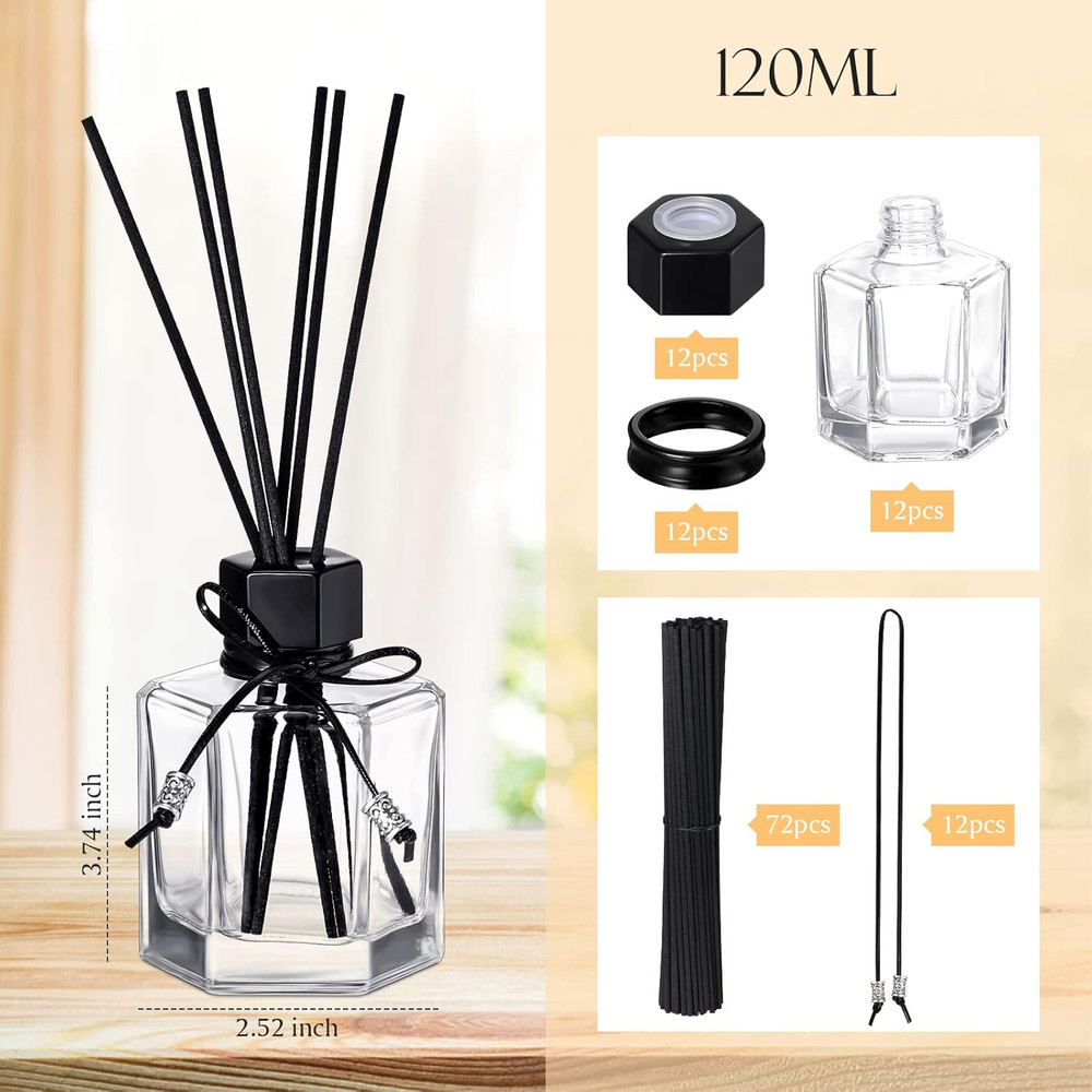 4 Set 120ml 4.06 Ounce Reed Diffuser Bottle Empty Glass Diffuser Bottles Jars wi