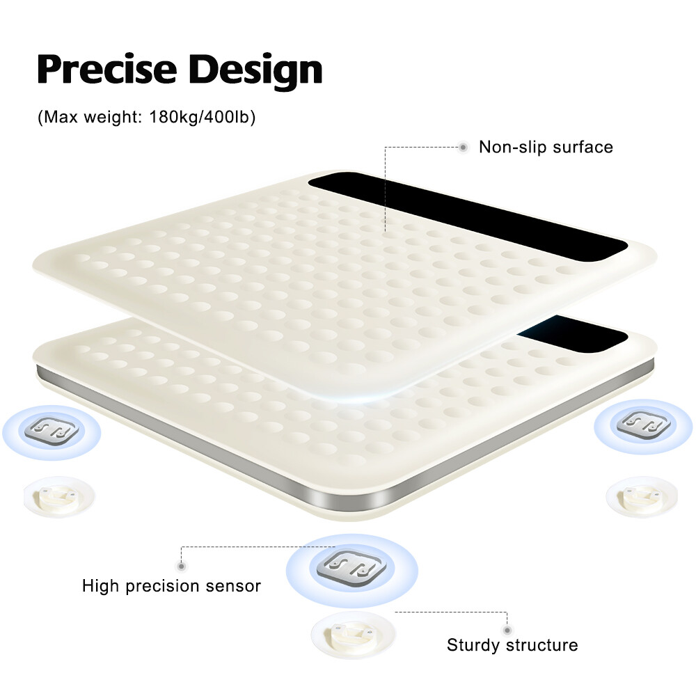 Uten Digital Scale,High Precision Step-On Tech,Large Non-Slip Platform,LCD,400lb