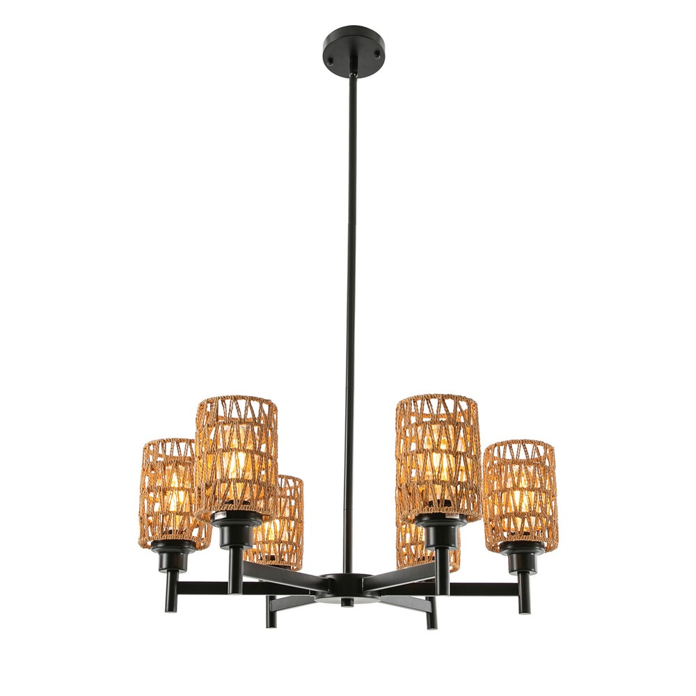 24.8" 6-light Rustic Retro Ceiling Light Ceiling Mount Lamp Dimmable Chandeliers