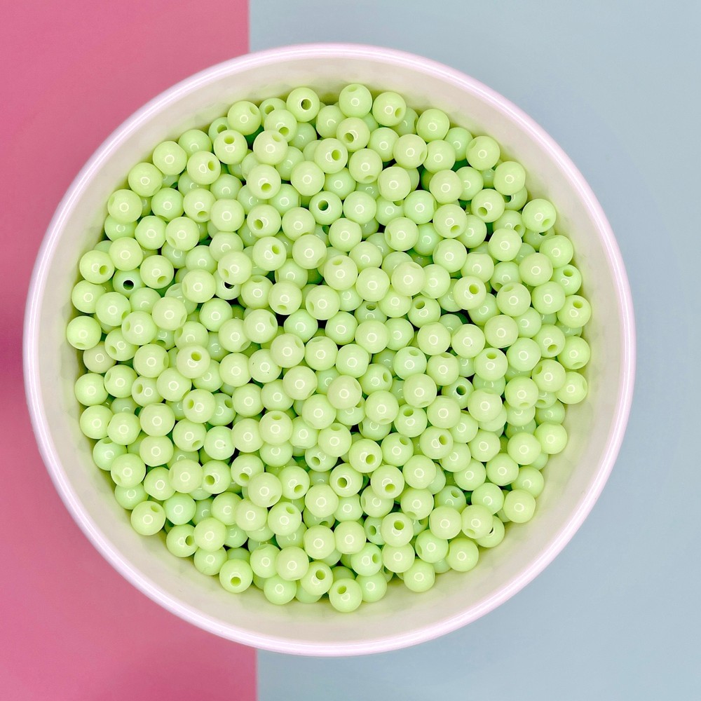 6MM/8MM Light Green Solid Colored Acrylic Round Ball Beads