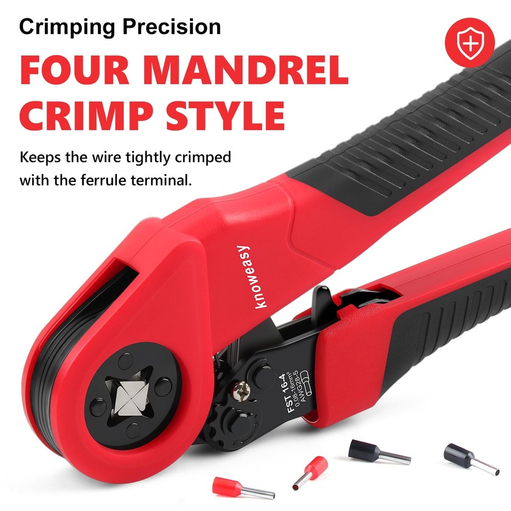 Knoweasy 16-4 Ferrule Crimping Tool 28-5 AWG Tool, Red