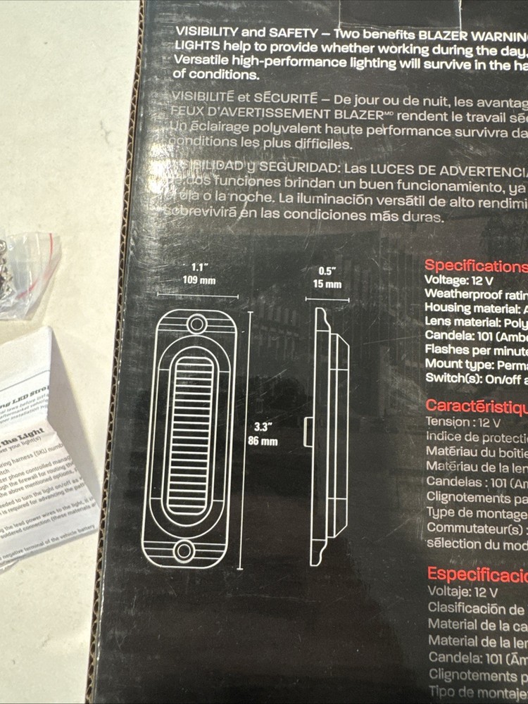 New Blazer C4843 Class 2 Rectangular LED Strobe Lights Grille Mount Safety Light