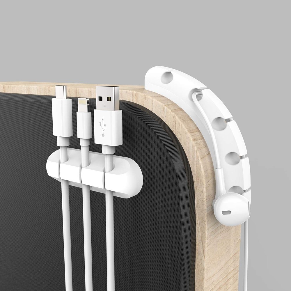 Eco-Friendly White Cable Clips - Versatile Cable Management for Home and Office