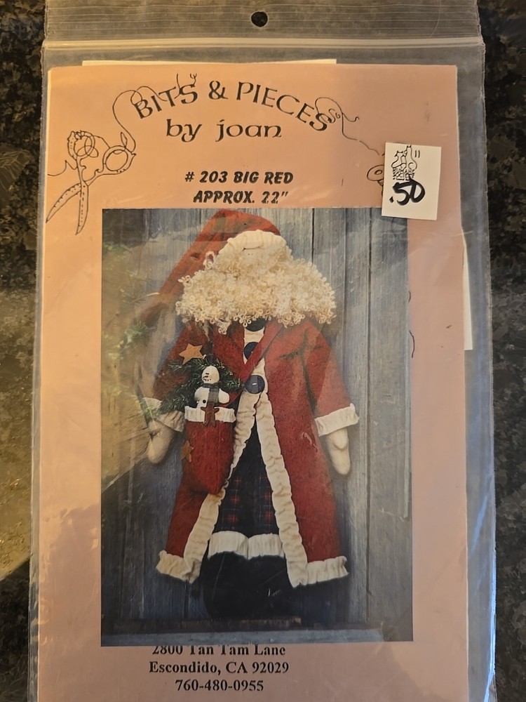 Bits & Pieces By Joan#213  Freedom Santa  Complete Uncut Pattern Only