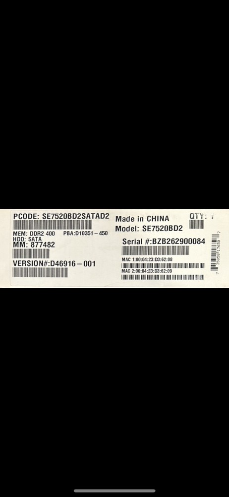 Intel SE7520BD2SATAD2 SE7520BD2 SSI EEB 3.0 Serverboard NEW RETAIL BOX