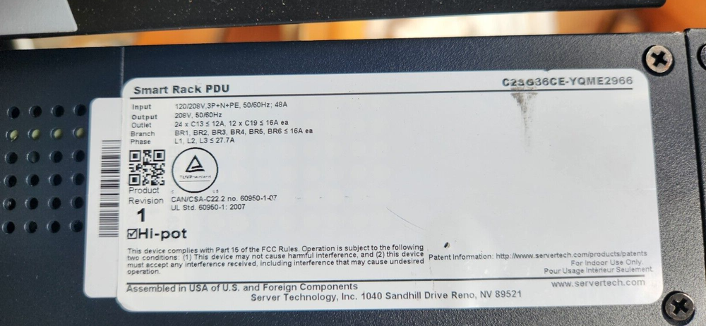 Server Technology PRO2 HDOT Monitored Rack-Mount PDU - 36 Outlet