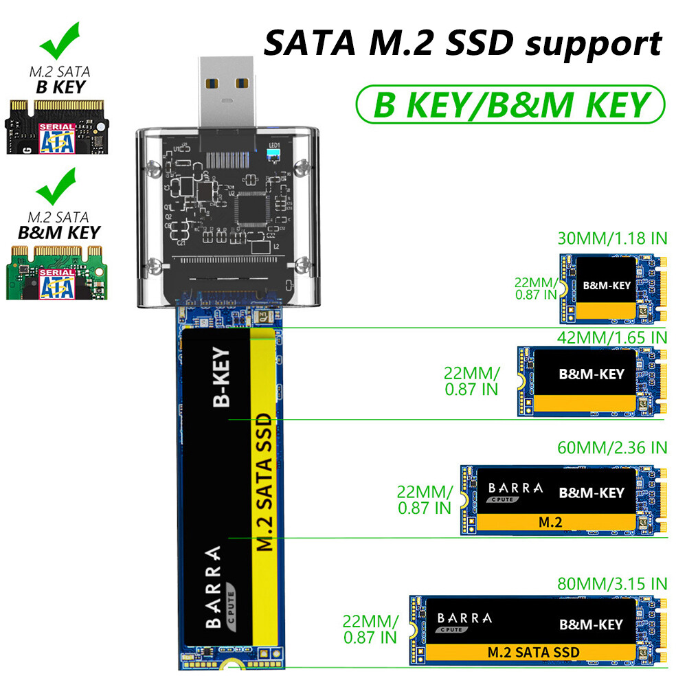 M.2 NGFF SSD SATA TO USB 3.0 Solid State External Enclosure Storage Case Adapter