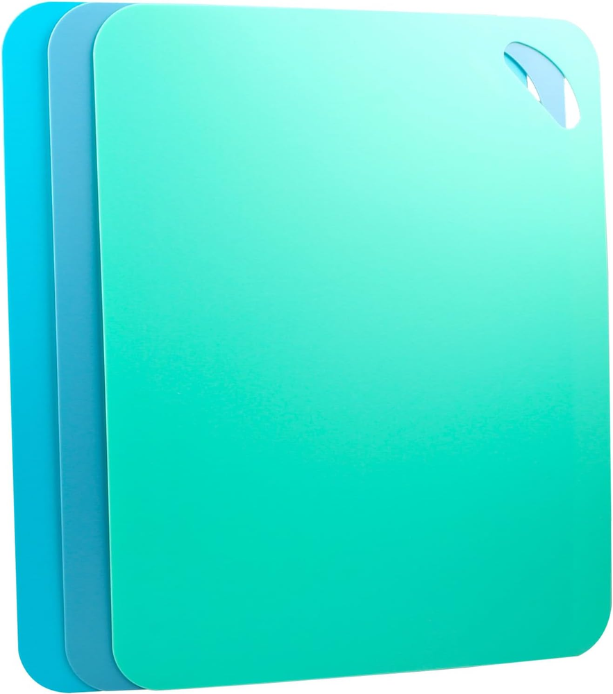 Plastic Flexible Cutting Mats for Kitchen, 3Pcs Color Coded Chopping Board Set,