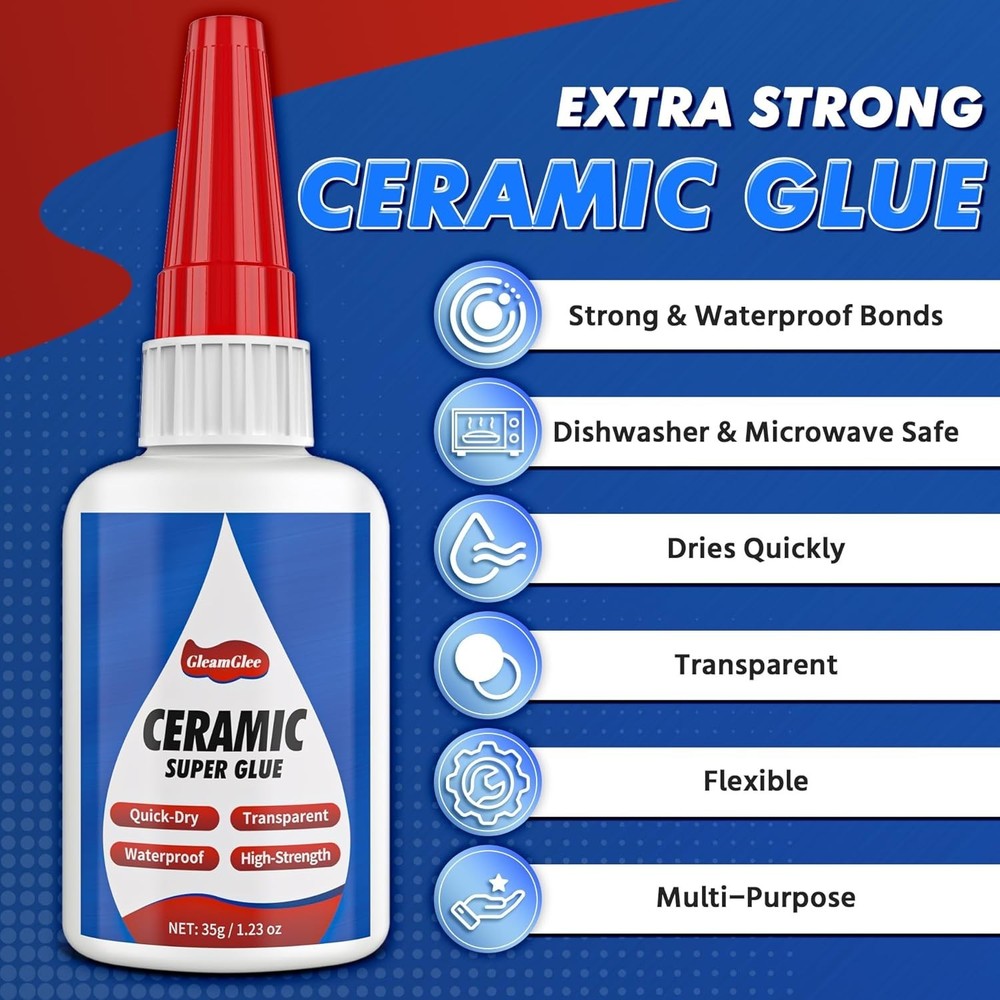Crack Resistant Ceramic Adhesive with Precision Tip - Effortless 36.5ml Repairs