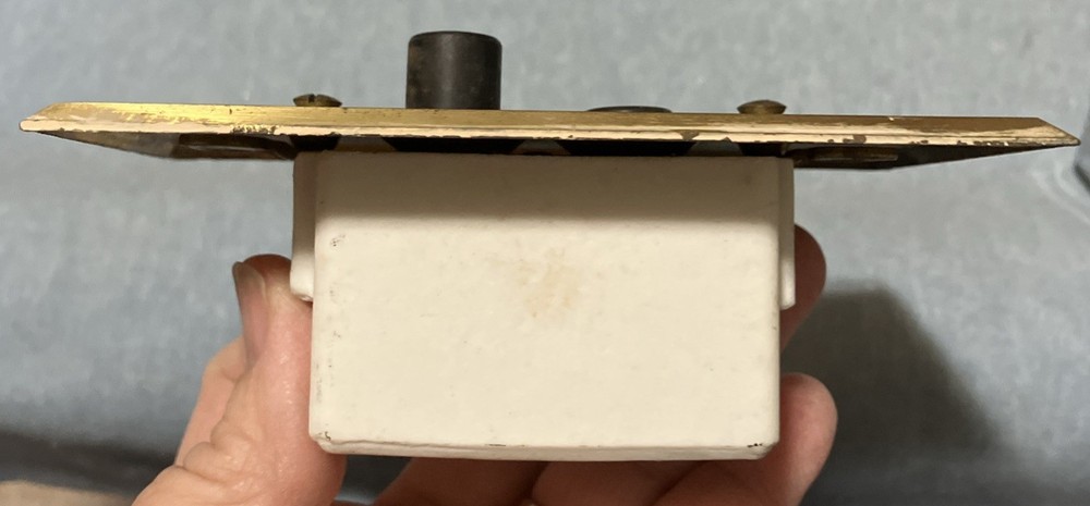 💡Vintage Push Button Light Switch Porcelain Bakelite With Brass Face Plate