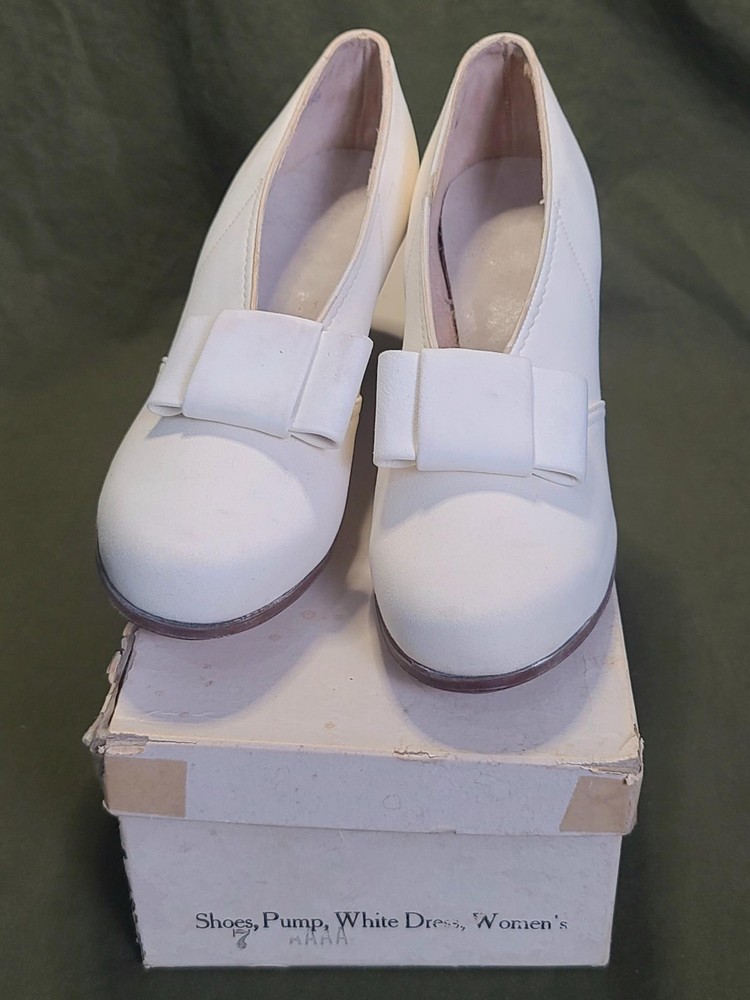 WWII Women's White US Marine Corps Bow Pump Shoes in Box Uniform USMC WAVES 7