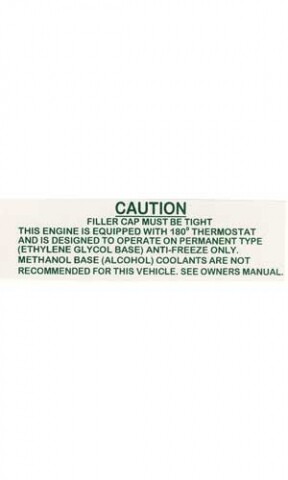 1963-1964e Corvette Decal Cooling System Warning