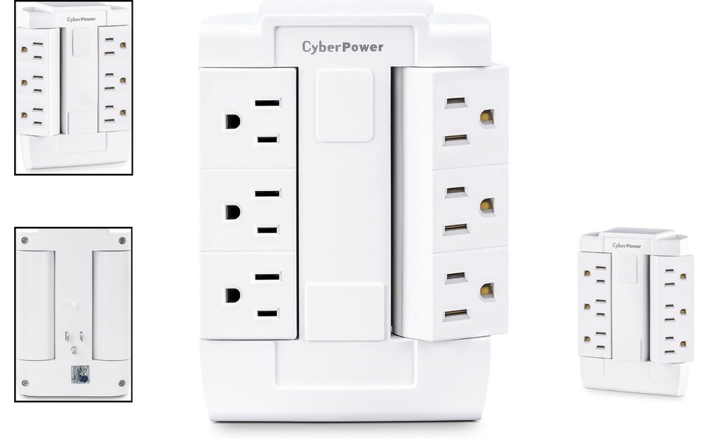 White 6 Outlet Swivel Wall Tap - Efficient Solution for Everyday Power Needs