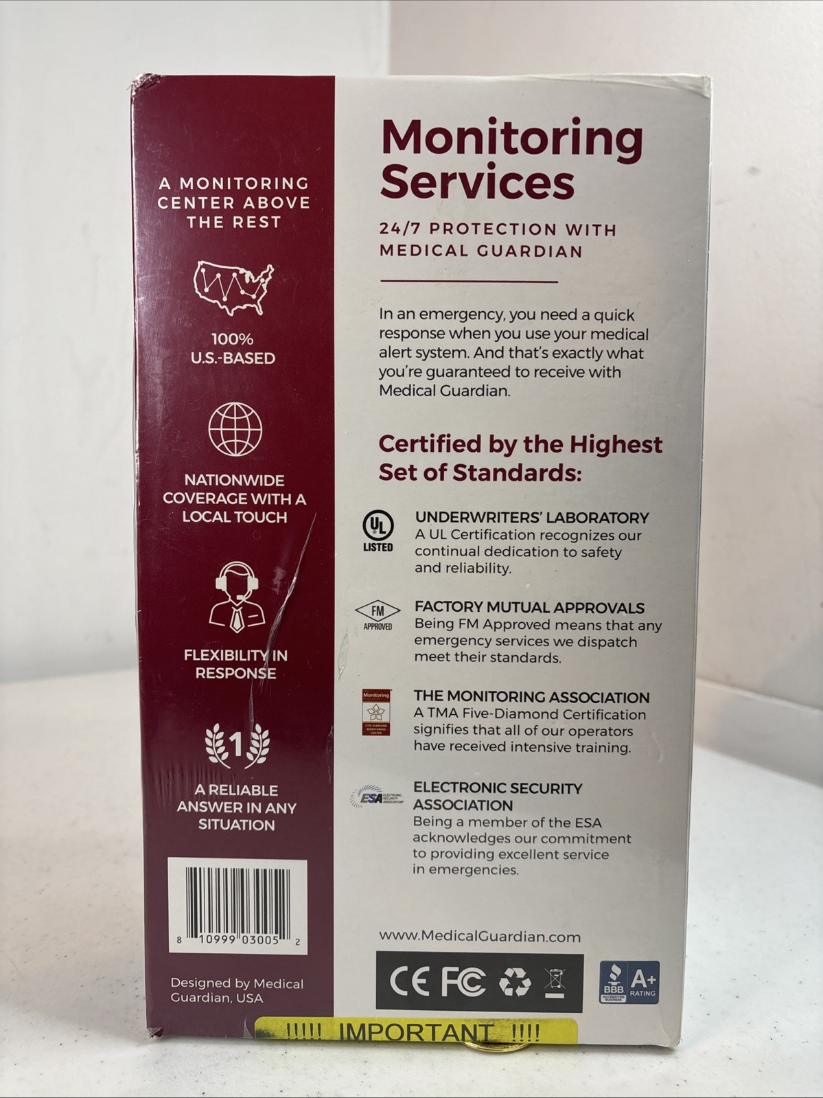 Medical Guardian In-Home Cellular Loud and Clear Medical Alert System