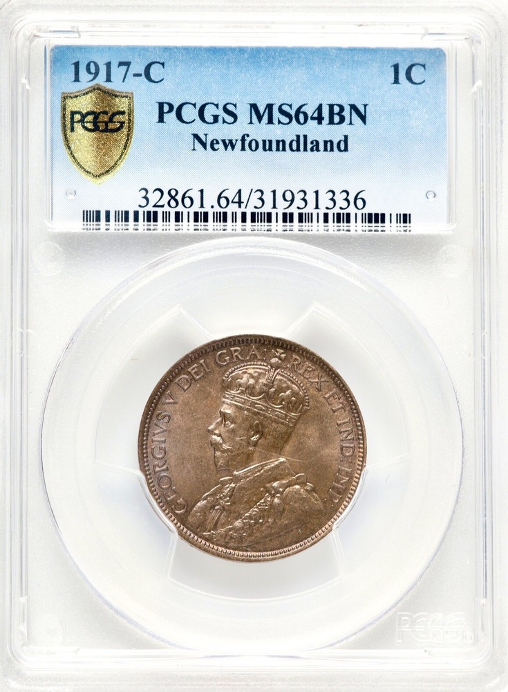 (Canada) Newfoundland  1917-C Large Cent  PCGS MS64BN