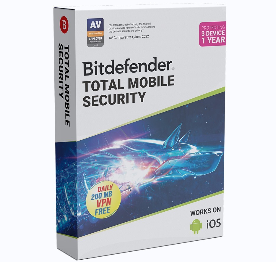 Bitdefender Total MOBILE Security - 1 Year 3 Devices (ONLY FOR Android & iOS )