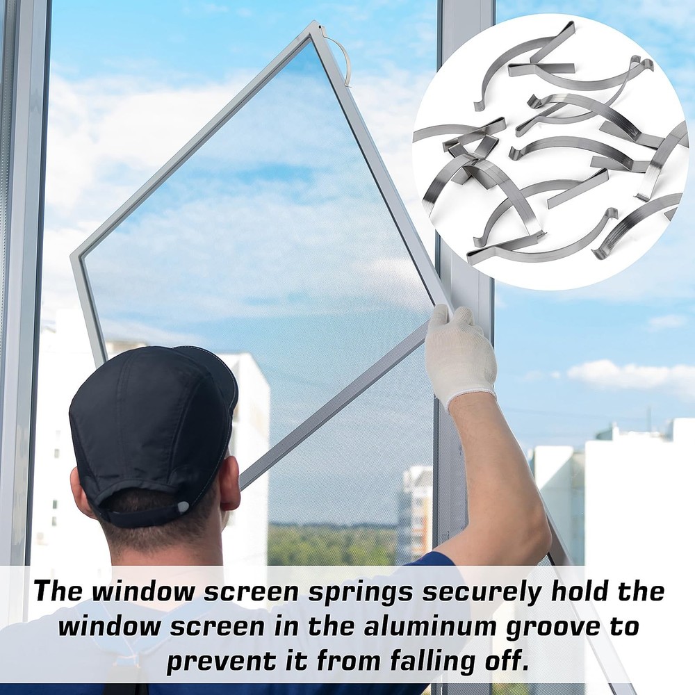 50 Pcs Window Screen Tension Spring, Durable Corner Mount Flat Window Spring ...