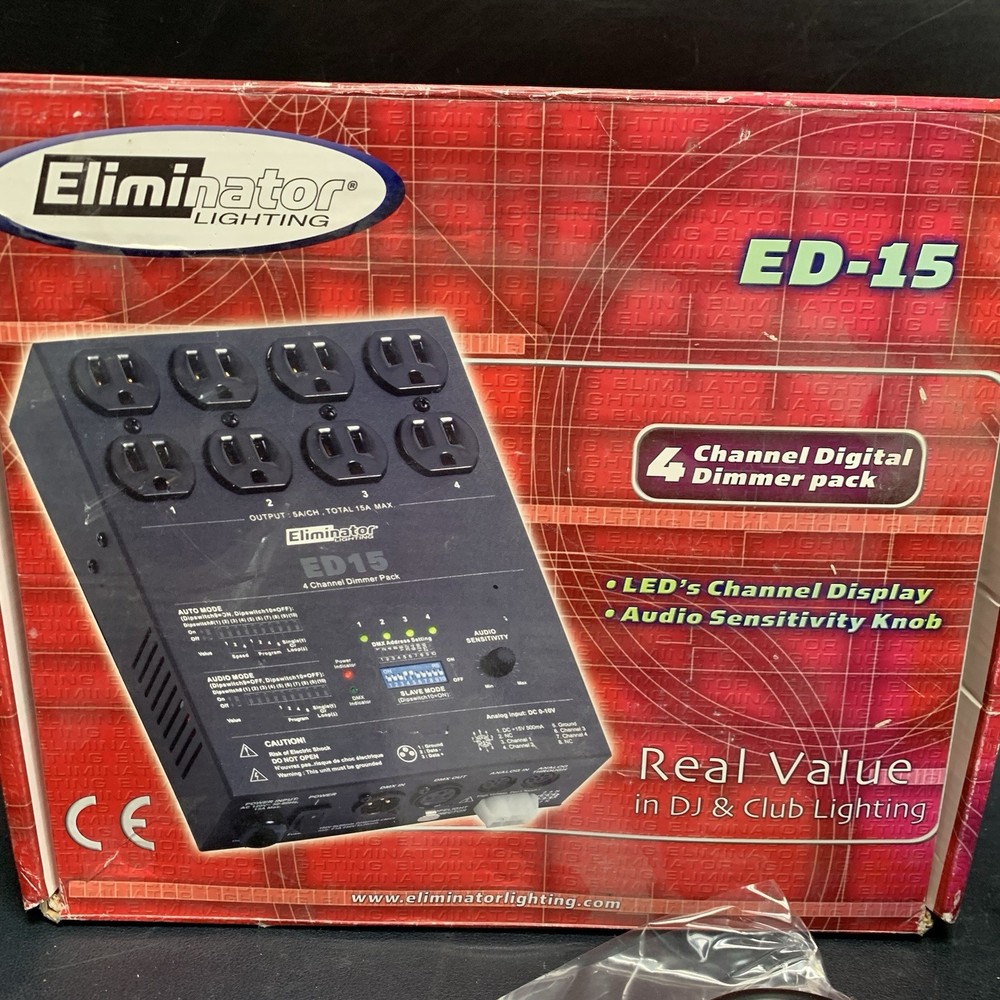 Eliminator Lighting ED-15 4-Channel DMX Lighting Dimmer, 16 Built Programmed