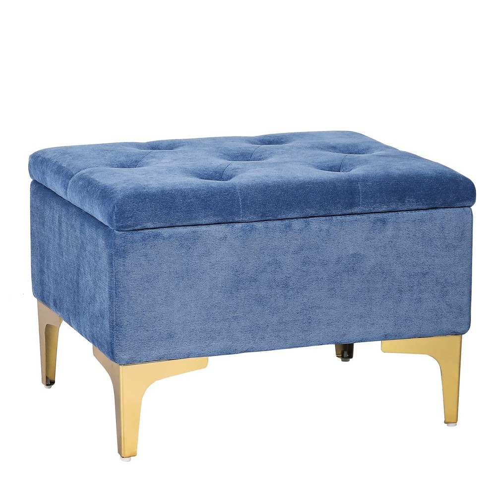 19.7 Inch Rectangular Contemporary Modern Storage Ottoman Coffee Table with G...