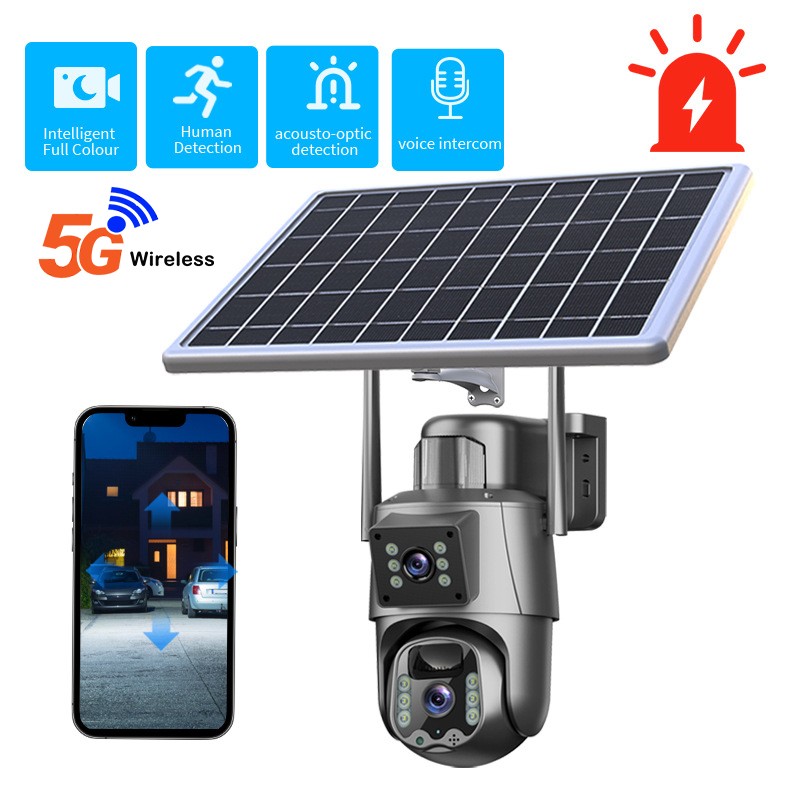 5G 8MP Wireless Solar Powered Camera Outdoor WiFi 4K PTZ Home Security Camera