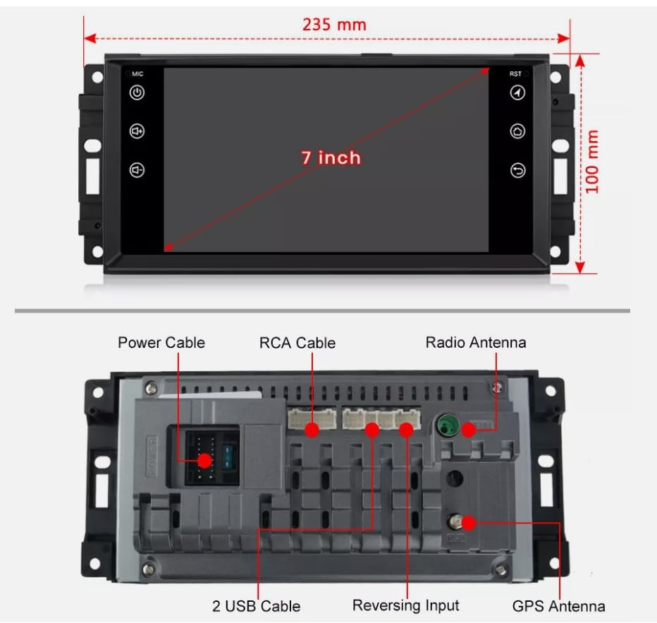 Android 13 Double Din 7 Touchscreen CarPlay Android Auto Backup Cam for JK T&C