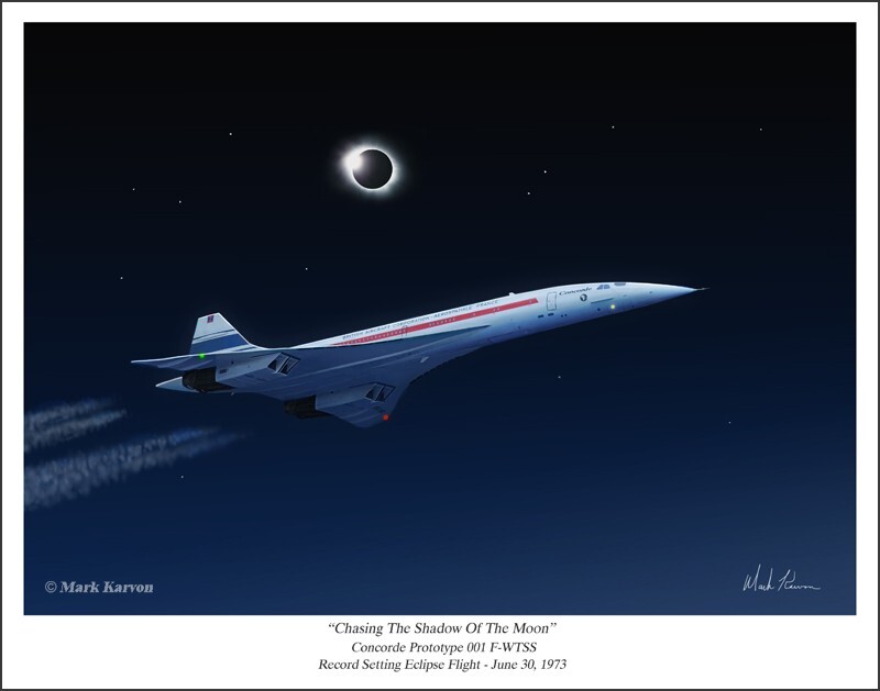 Concorde Prototype Eclipse Flight Aviation Art Print - 11" x 14"