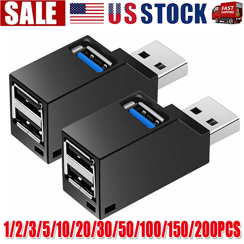 3 Port USB 3.0 Hub Portable High Speed Splitter Box For PC Notebook Laptop lot