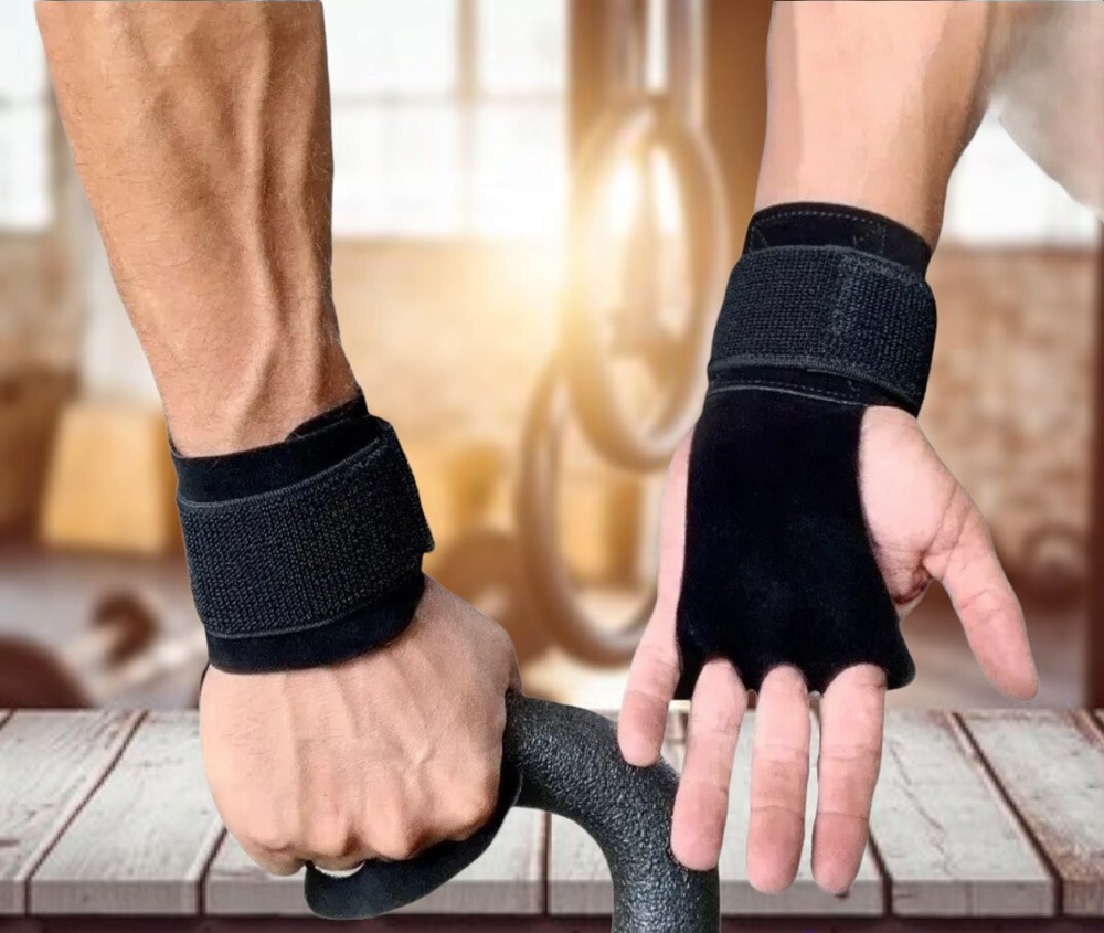 Weight Lifting Gloves Leather Workout Gym Exercise Training Wrist Strap Unisex