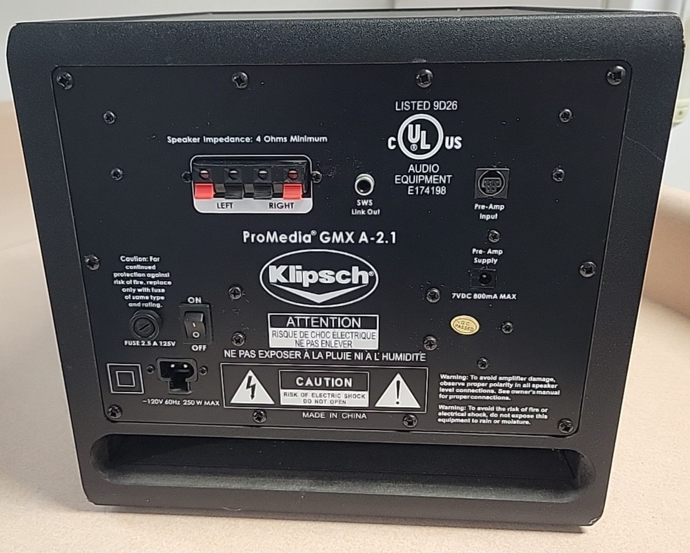 Klipsch ProMedia GMX A-2.1 Subwoofer Only Untested