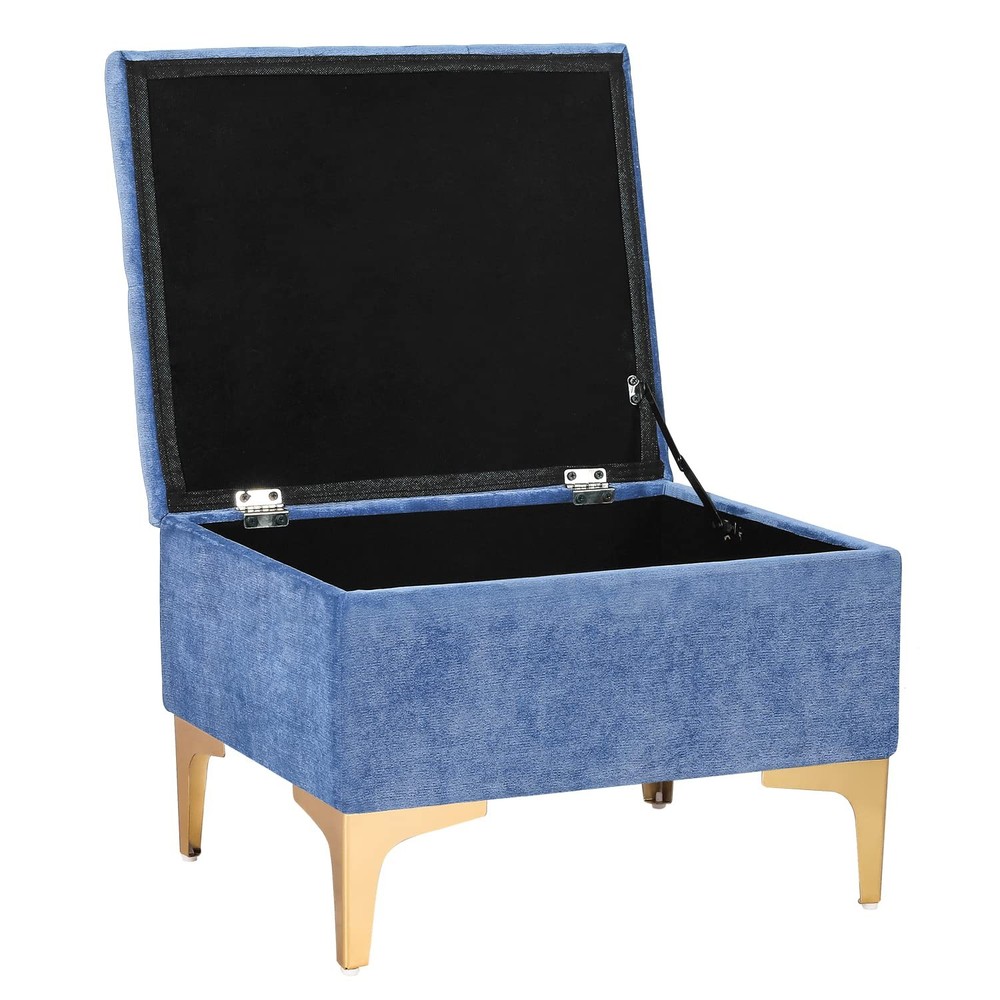 19.7 Inch Rectangular Contemporary Modern Storage Ottoman Coffee Table with G...