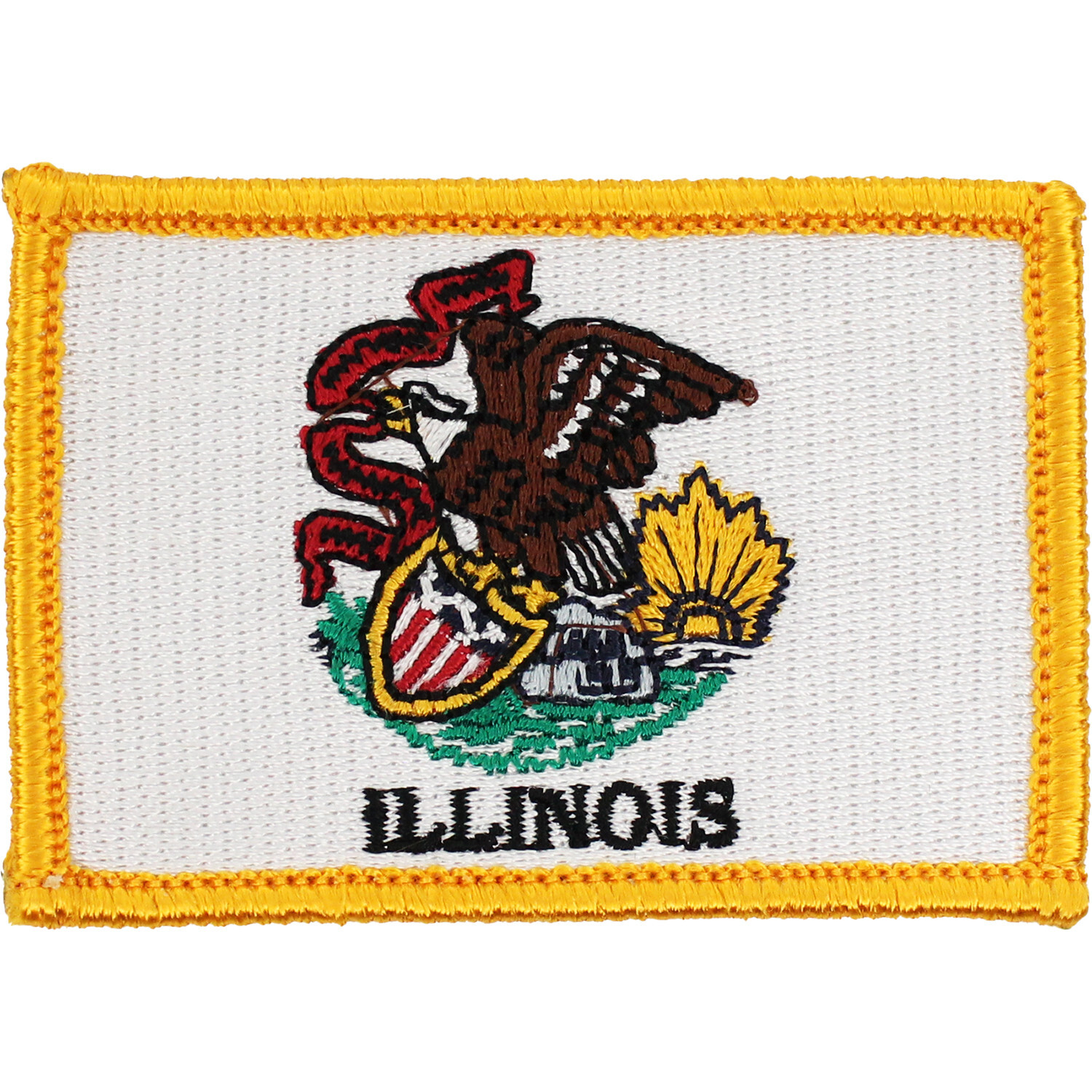 Illinois State Flag Patch ( Gold Border ) ( 3" Wide x 2" High ) P5216