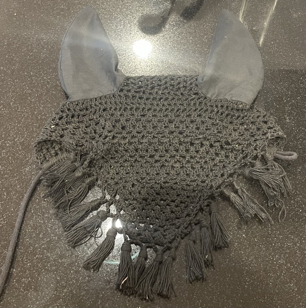 two black ear bonnets for horses
