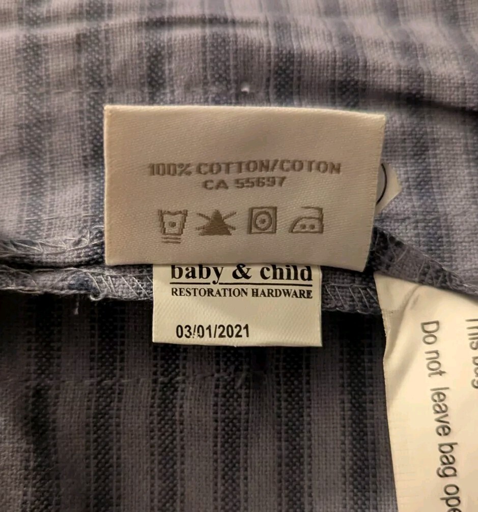 RESTORATION HARDWARE 41” Henley Stripe Cotton Canvas Beanbag Chair Cover