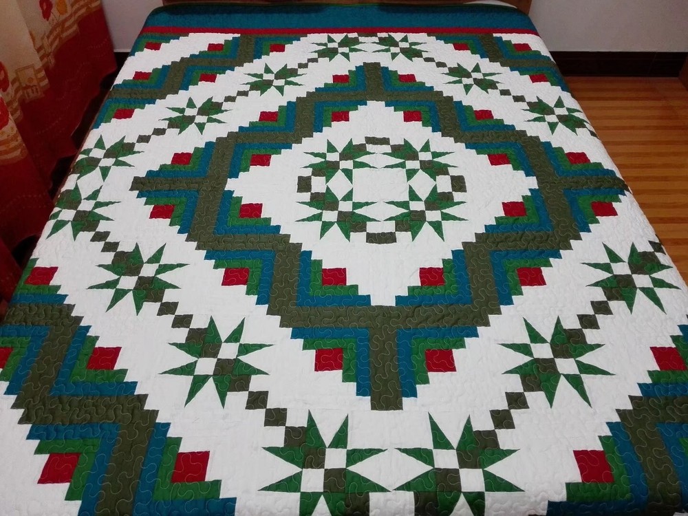 Queen Size Star Patchwork Quilt #J-98