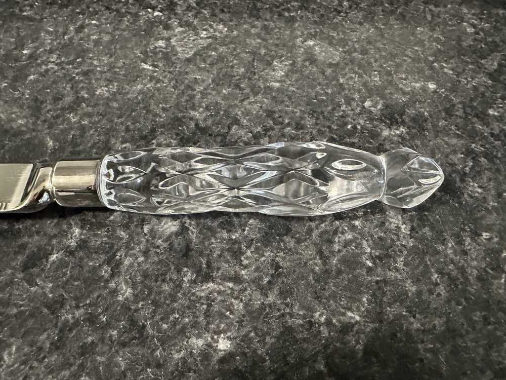 Vtg Cake Knife Crystal Diamond Cut Handle
