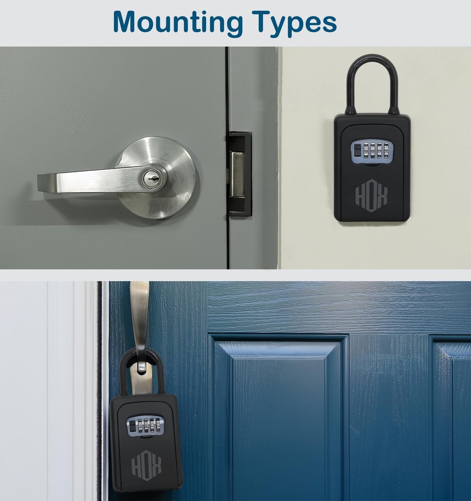Key Lock Box, Resettable Combination Lockbox, Wall Mount & Portable Waterproo...