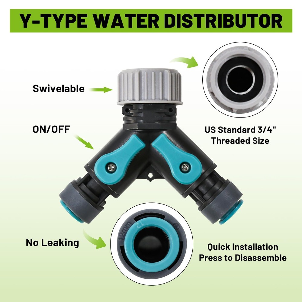 100FT Drip Irrigation Kit - 28 Adjustable 360° Nozzles & T-Connectors for G