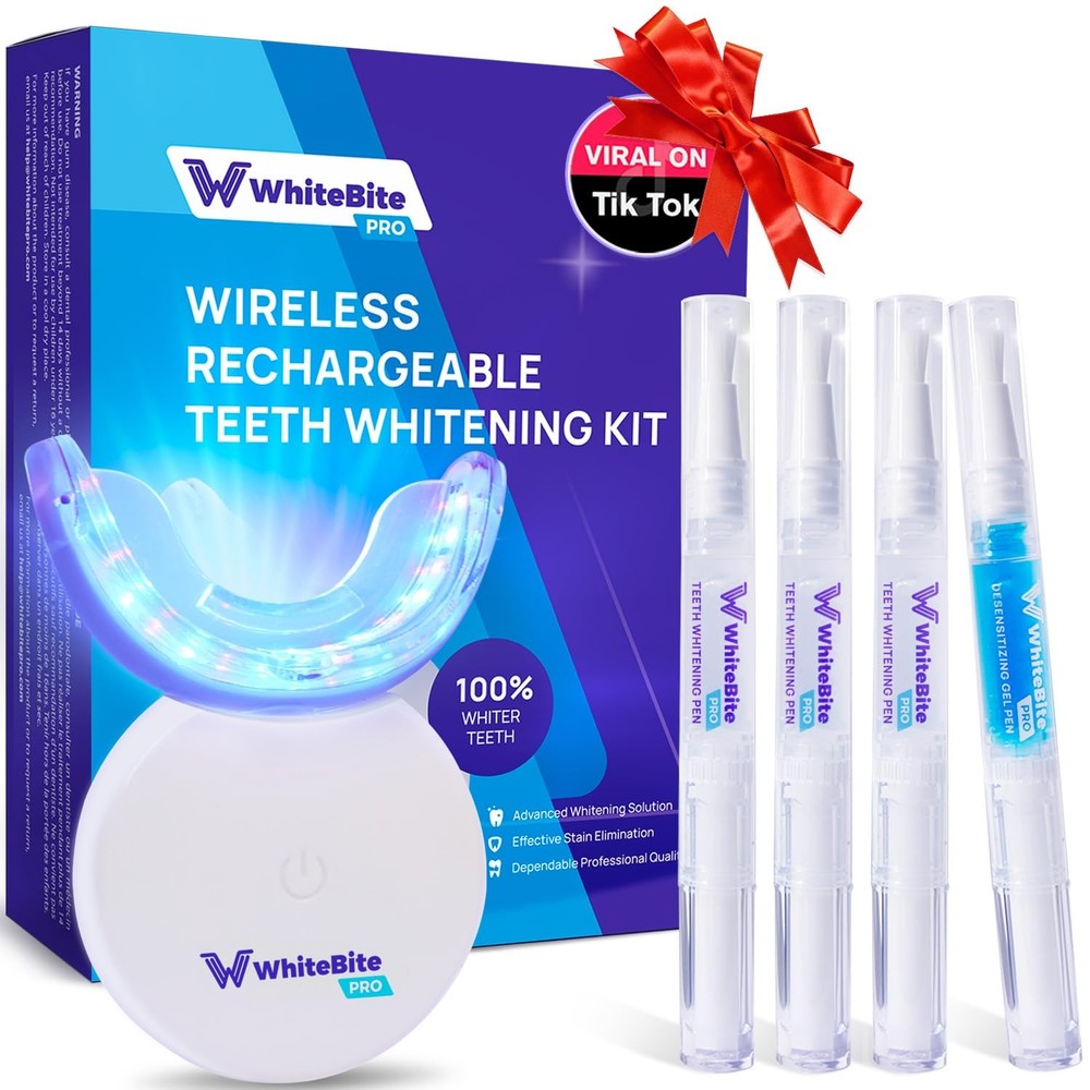 Whitebite Pro Teeth Whitening Kit for Sensitive Teeth – Dual LED Light + 35% Car