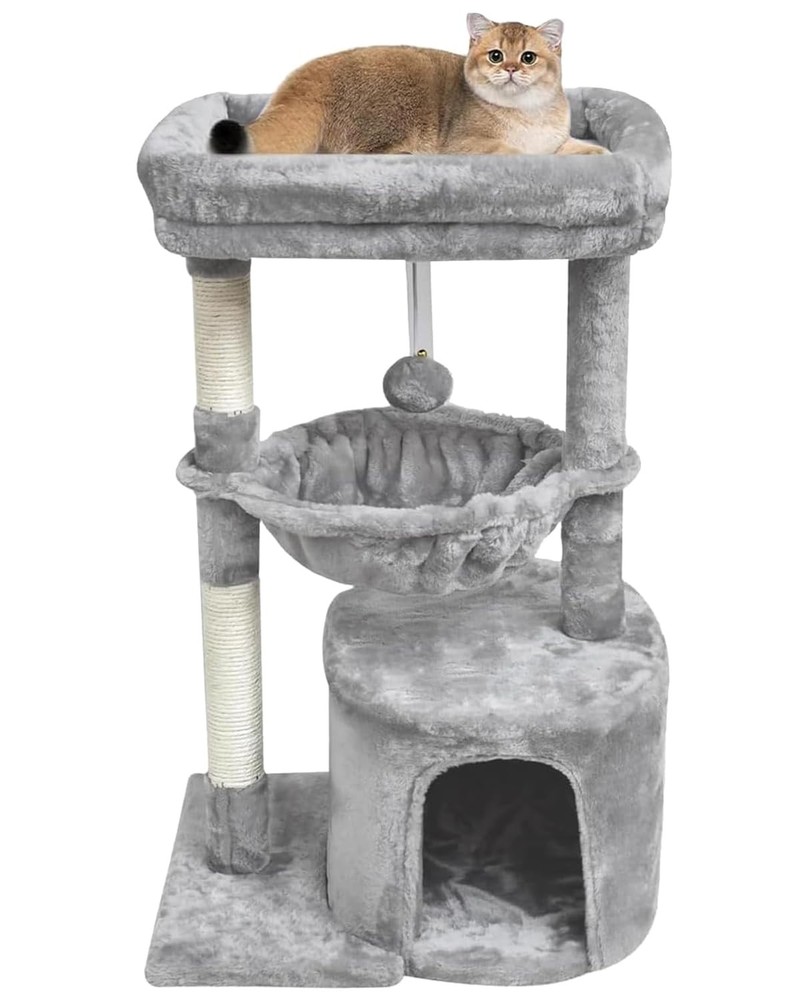 Small Cat Tree for Indoor Cats, Activity Cat Tower with Scratching Post for K...