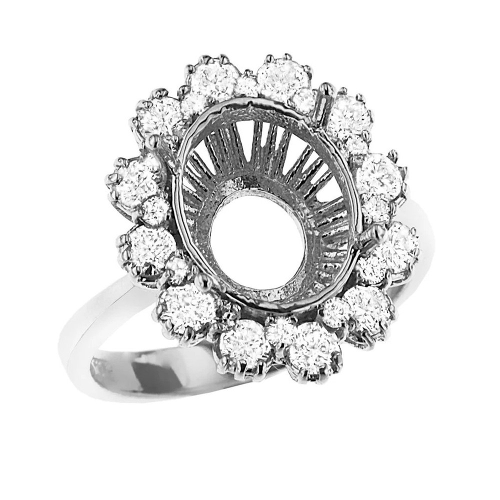 Semi Mount Ring Setting Oval  11x9 925 Sterling Silver