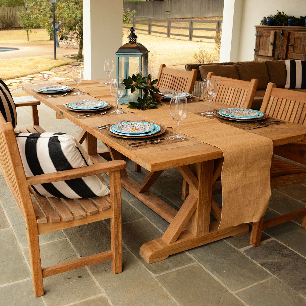 Ash & Ember Savannah Grade A Teak 96" Rectangular Farmhouse Dining