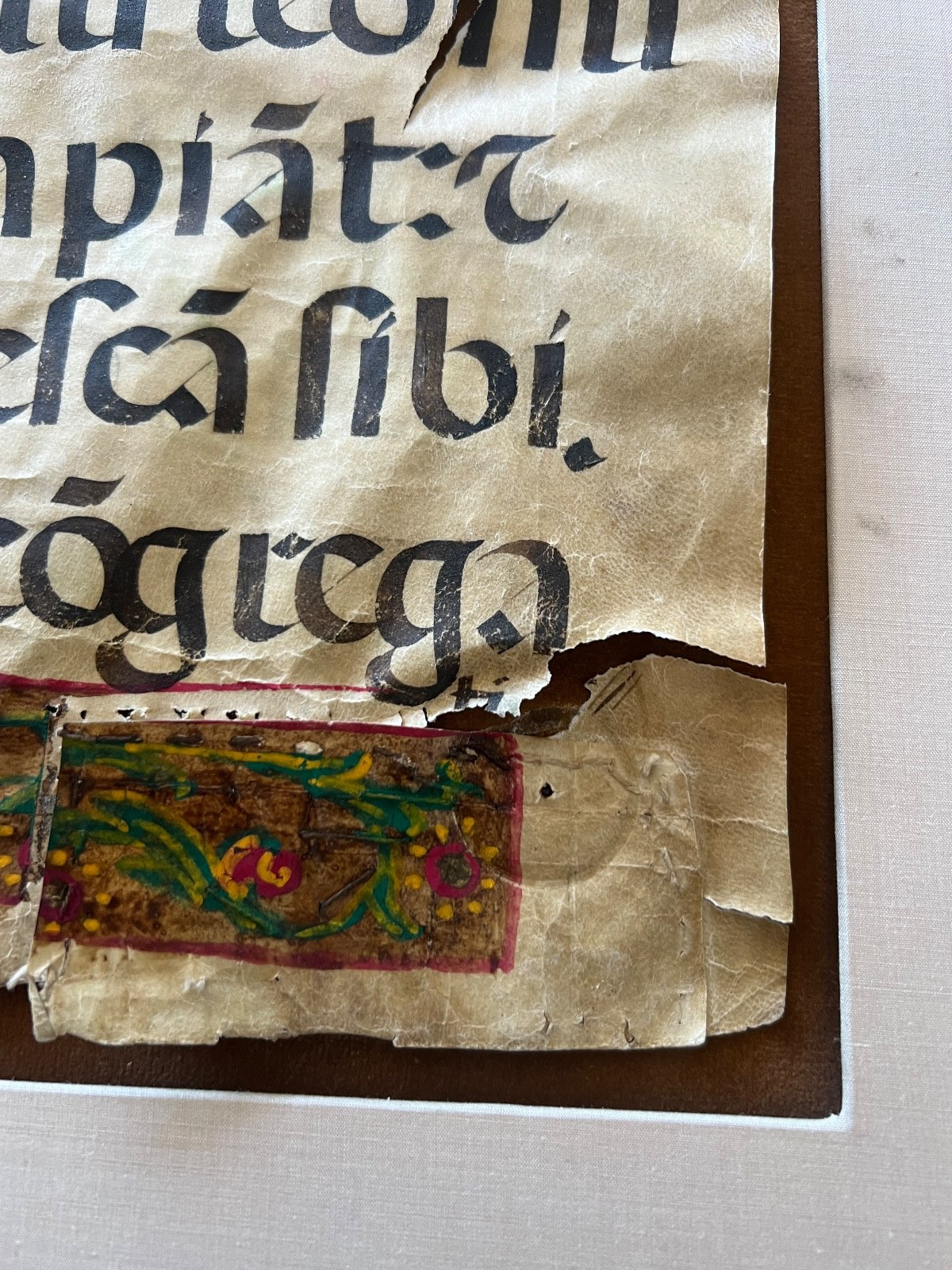 Rare Museum Large 15th century Illuminated Manuscript Leaf on Parchment