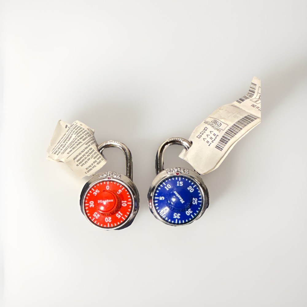 Master Lock Combination Padlocks Red & Blue Steel Shackle