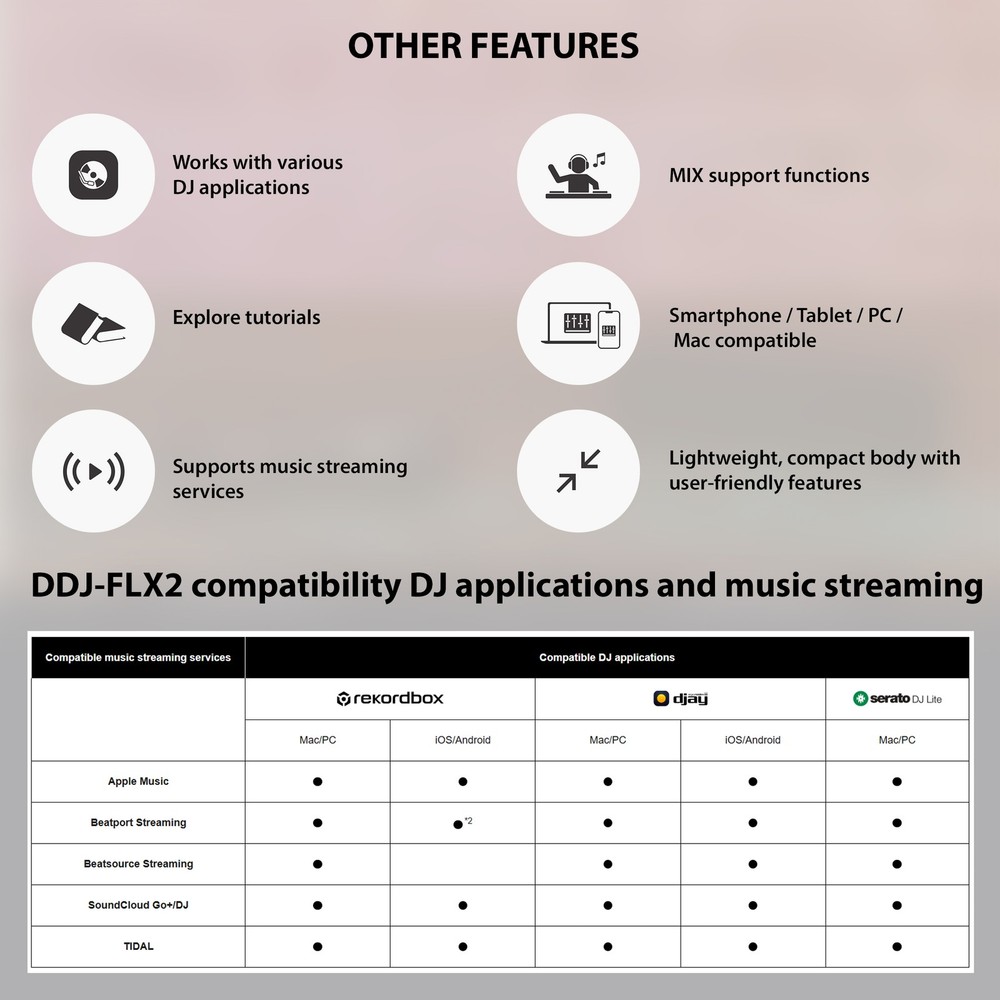 AlphaTheta DDJ-FLX2 Compact 2-Channel DJ Controller w/ Case