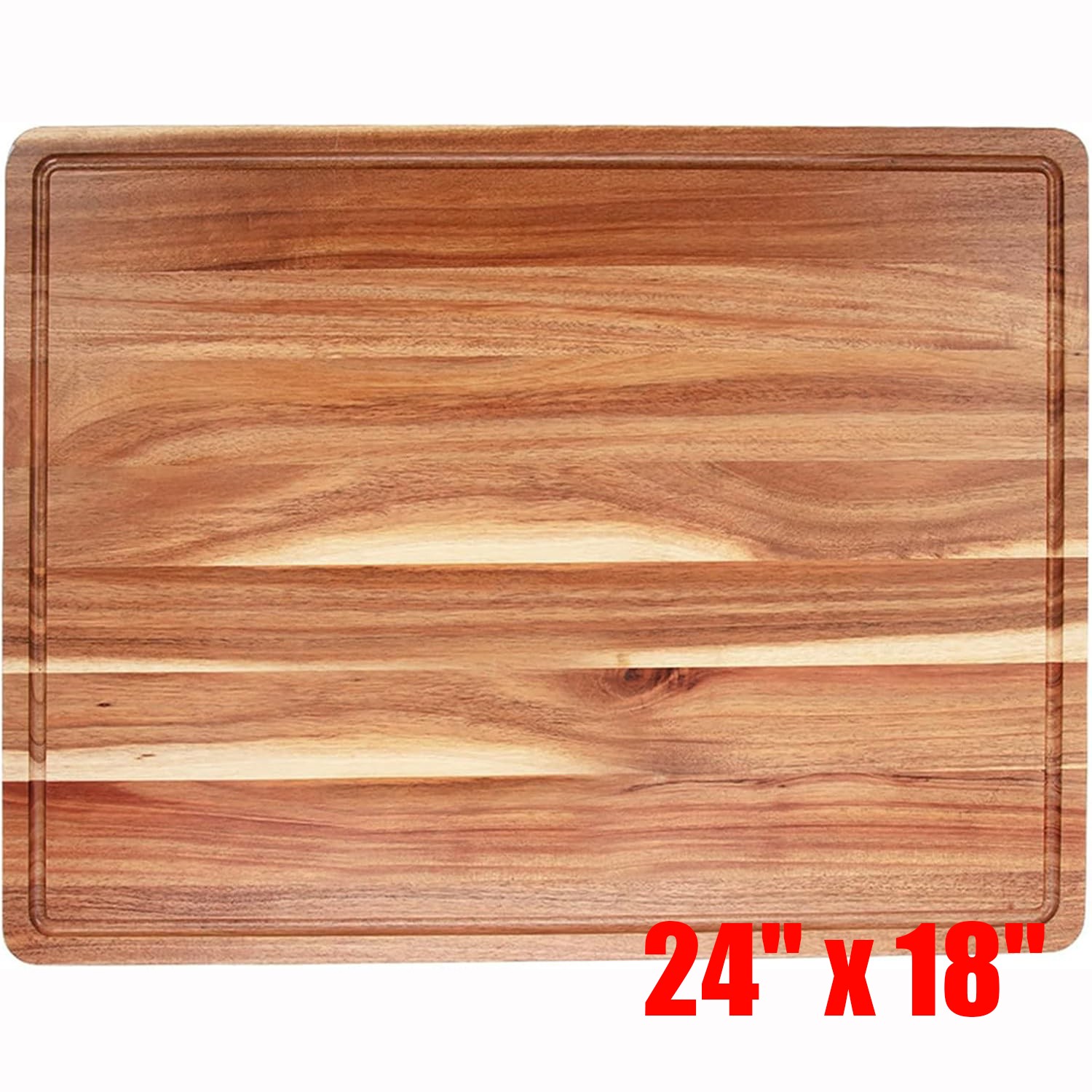 Extra Large Cutting Board Acacia Wood Cutting Board w/ Grip Handles Juice Groove