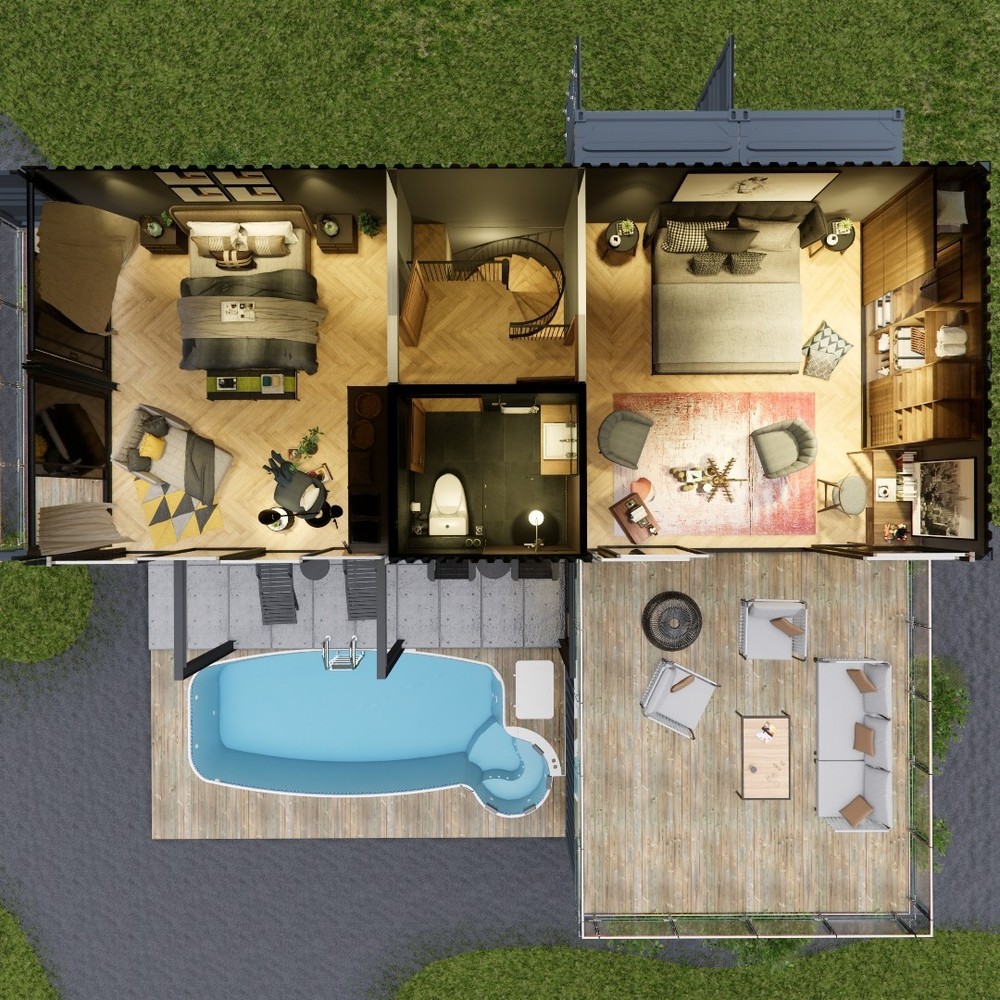 Container house plans - 2 bedrooms - 2 bathrooms - Digital PDF File