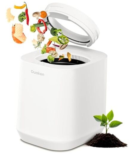 4L Electric Composter for Kitchen, Smart Countertop Compost Bin, Odorless White